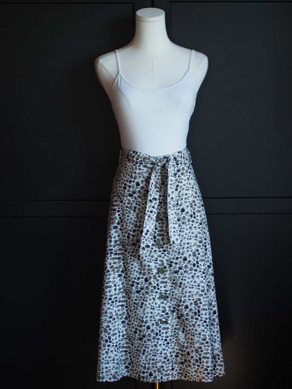 Olsen | Button Front A-Line Cotton/Viscose Skirt